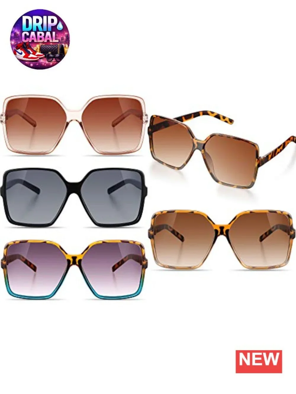 4 Pack Oversized Square Sunglasses for Women Flat Top Shades